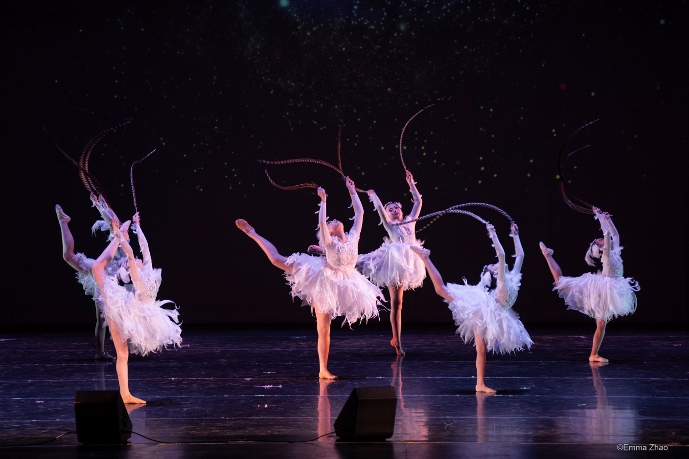 A group of ballet dancers on stage Description automatically generated